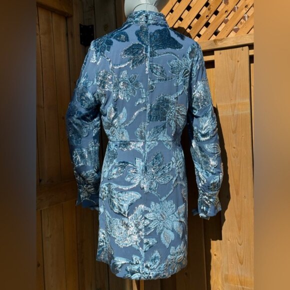 🆕 SIMKHAI 🧿 NWOT Halen Draped Velvet Mini Dress, Celestial Blue - Sz US 8 - Picture 10 of 14